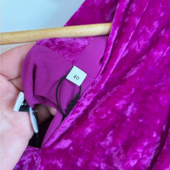 SANDRO Paris Velvet Mini Dress in The Color Garnet. - Picture 11 of 14